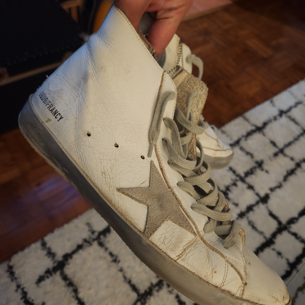 Golden Goose Francy White and Gray High-Top Sneakers Size 43 - Picture 2 of 8